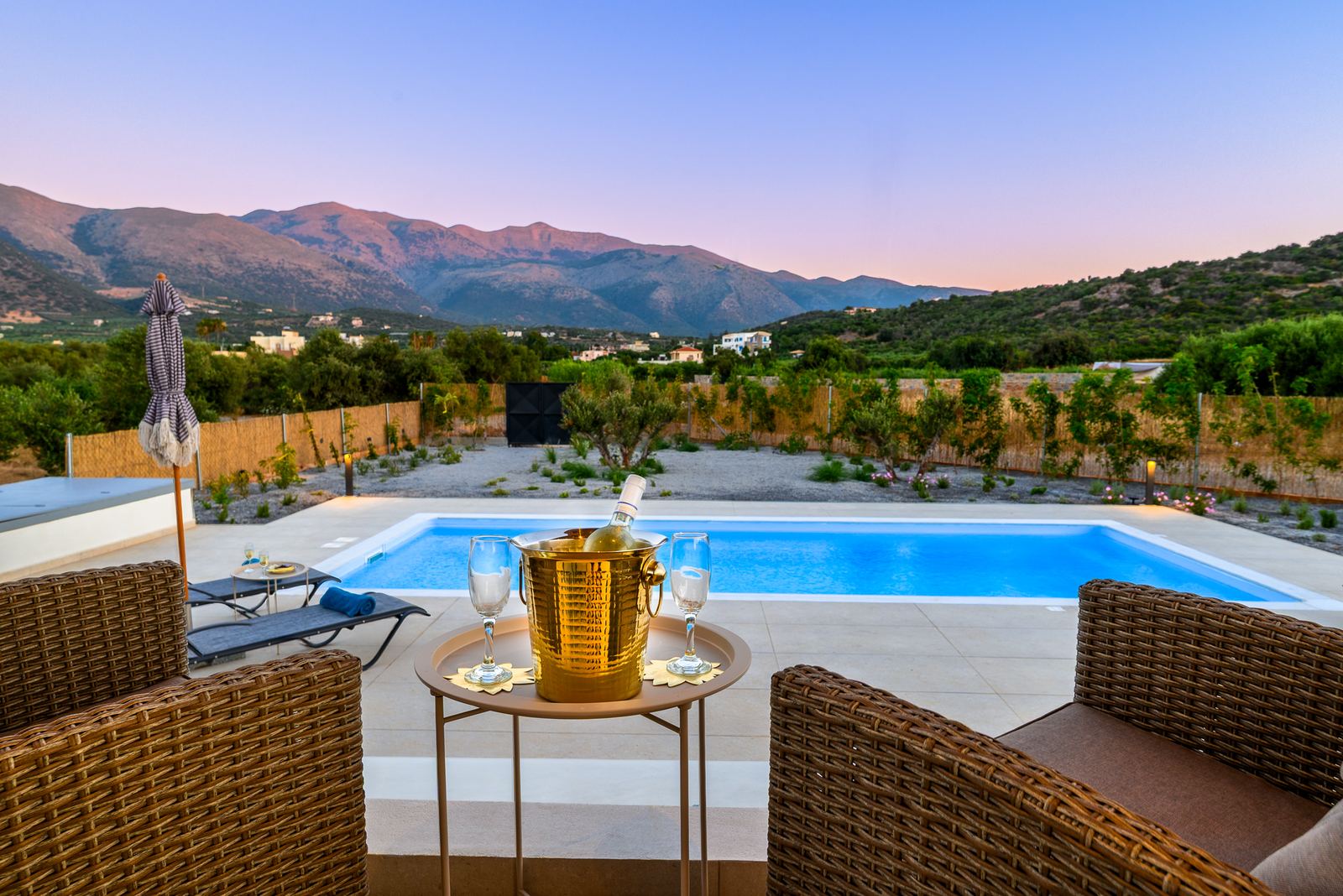 Champagne at sunset